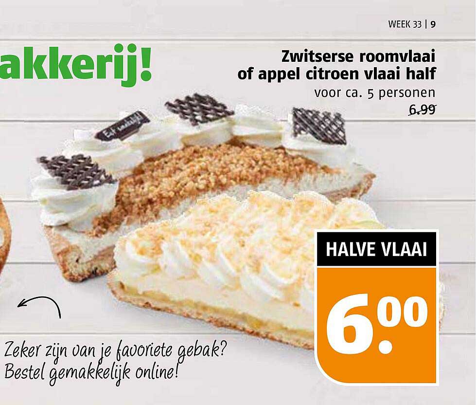 Zwitserse roomvlaai of appel citroen vlaai half voor ca. 5 personen