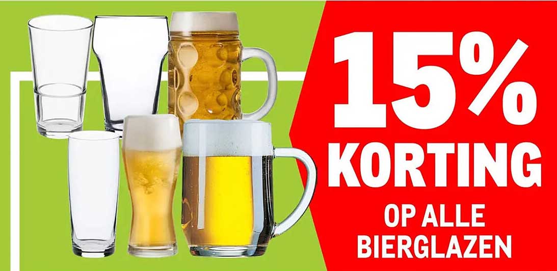 15% KORTING OP ALLE BIERGLAZEN