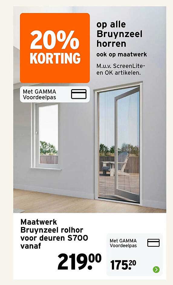 20% korting op alle Bruynzeel horren, ook op maatwerk