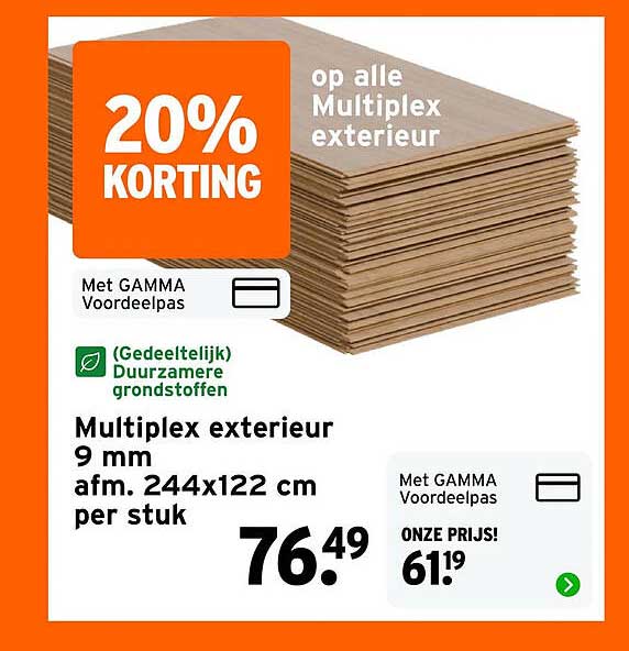 20% KORTING op alle Multiplex exterieur