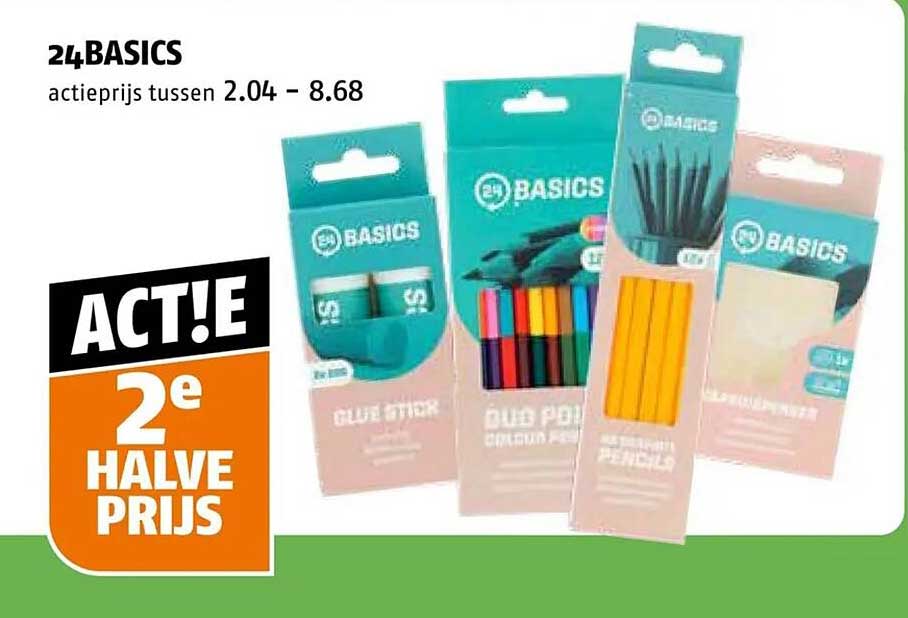 24BASICS actieprijs tussen 2.04 - 8.68 2e halve prijs