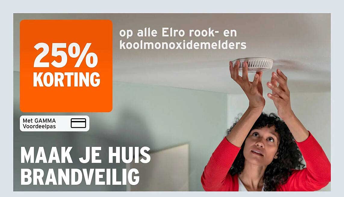 25% korting op alle Elro rook- en koolmonoxidemelders