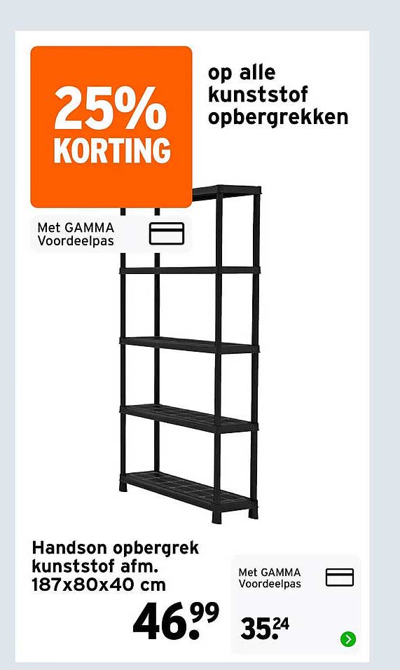 25% KORTING op alle kunststof opbergrekken
