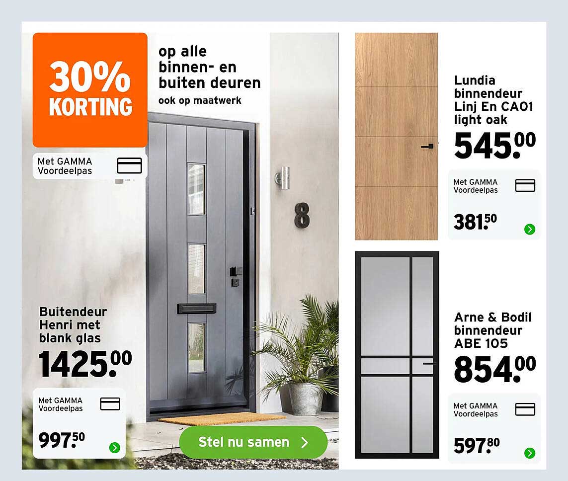 30% KORTING op alle binnen- en buitendeuren ook op maatwerk