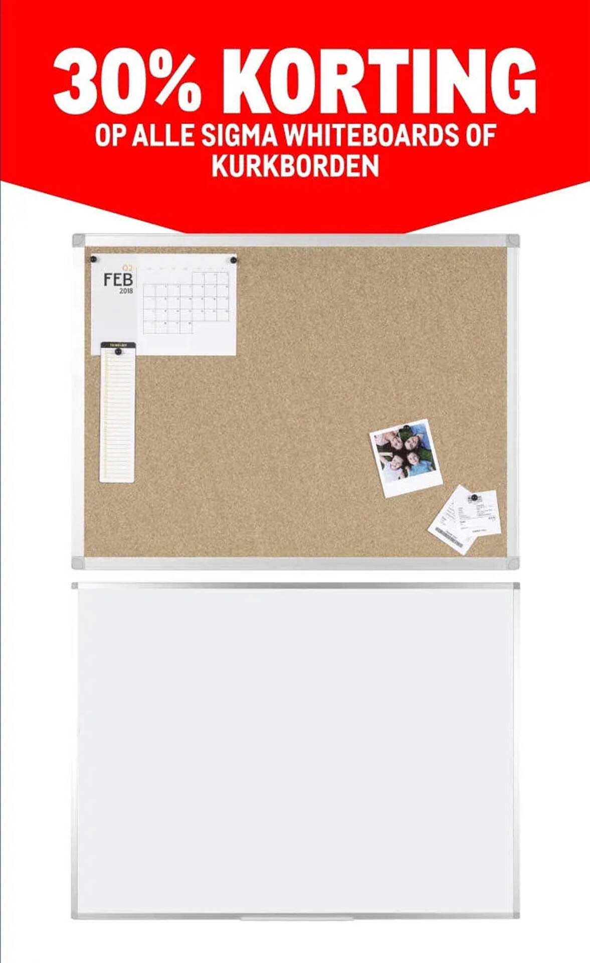 30% KORTING OP ALLE SIGMA WHITEBOARDS OF KURKBORDEN