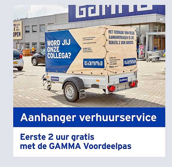 Aanhanger verhuurservice - Eerste 2 uur gratis met de GAMMA Voordeelpas