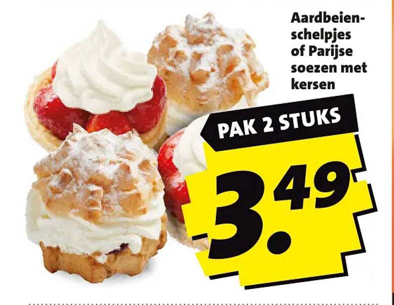 Aardbeien-schelpjes of Parijse soezen met kersen