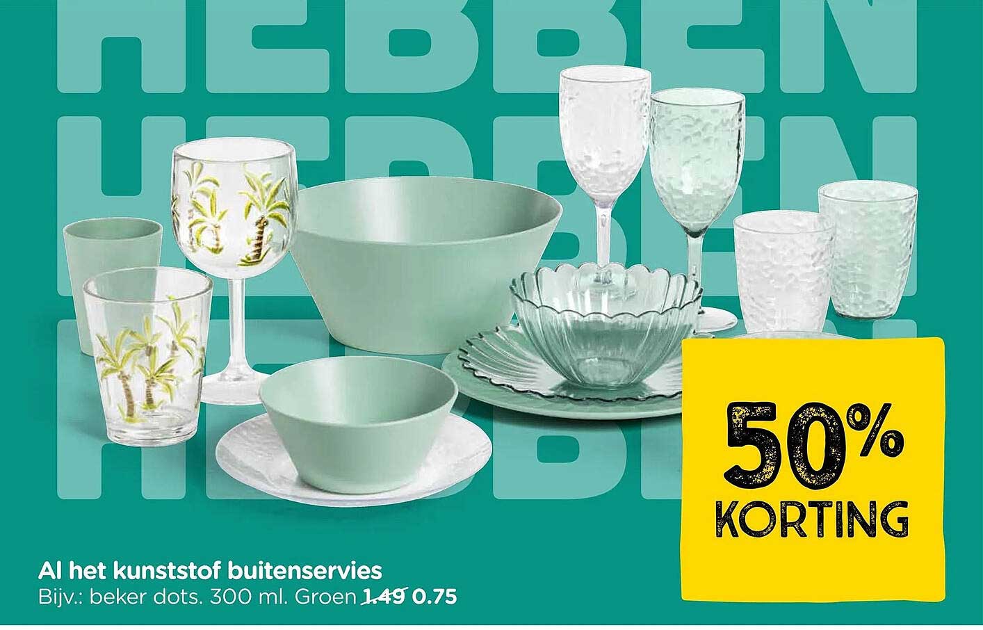 Al het kunststof buitensservies 50% KORTING