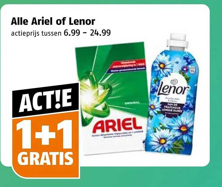 Alle Ariel of Lenor 1+1 gratis