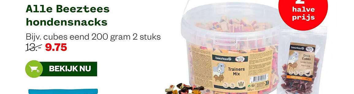 Alle Beeztees hondensnacks 2e halve prijs
