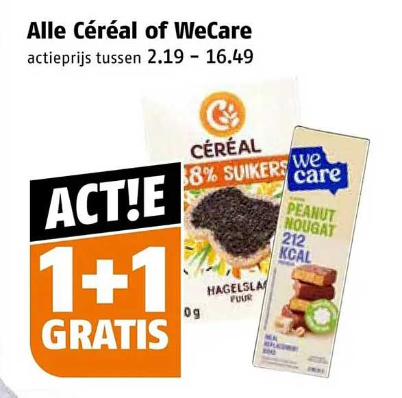Alle Céréal of WeCare 1+1 gratis