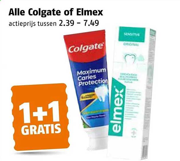 Alle Colgate of Elmex 1+1 GRATIS