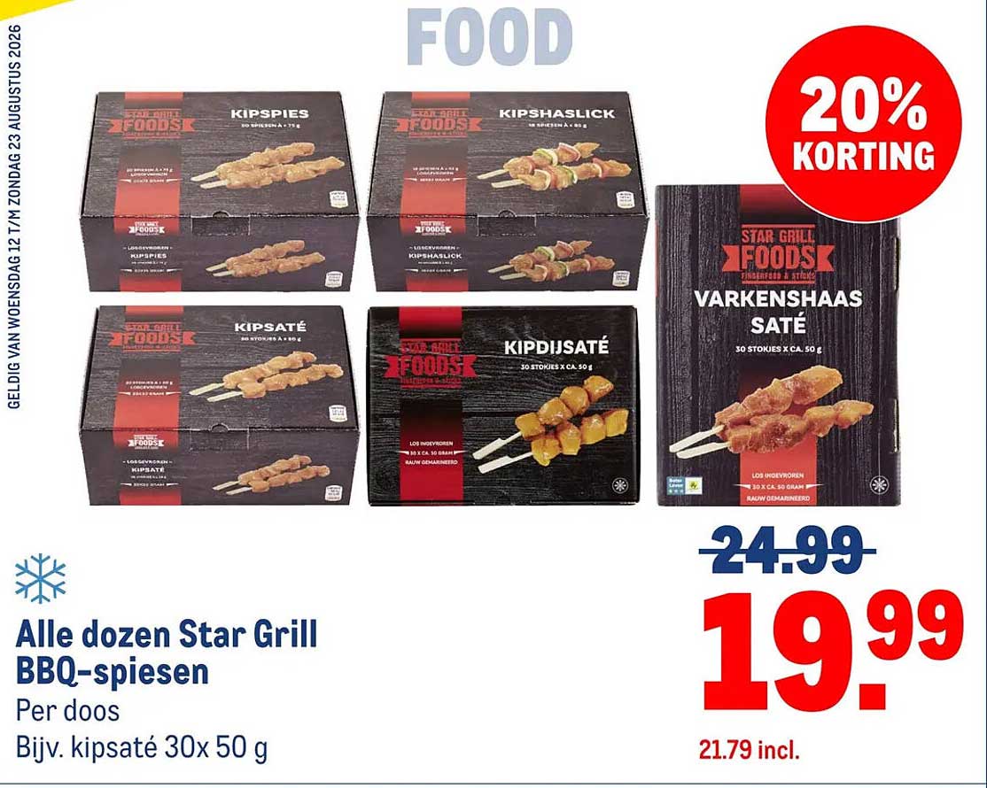 Alle dozen Star Grill BBQ-spiesen 20% korting