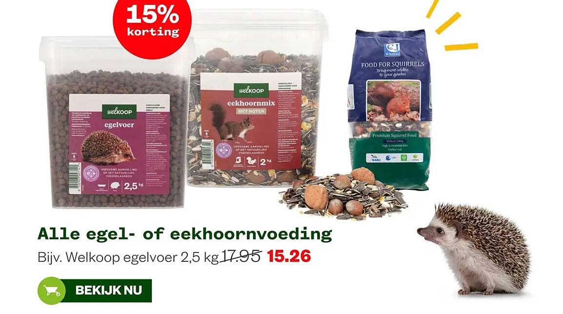 Alle egel- of eekhoornvoeding