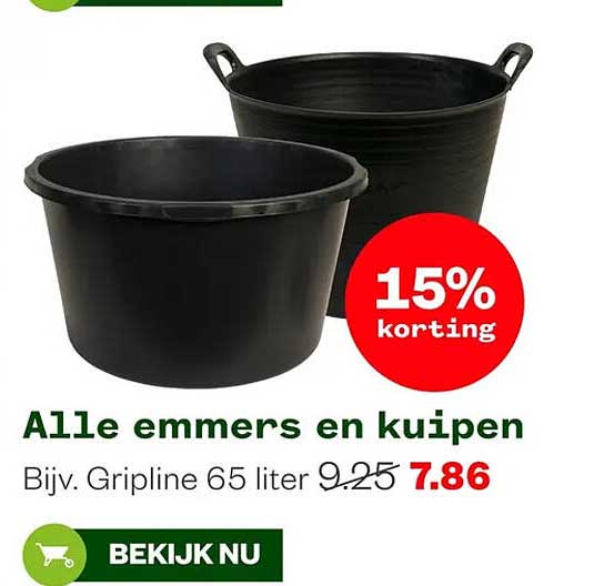 Alle emmers en kuipen 15% korting