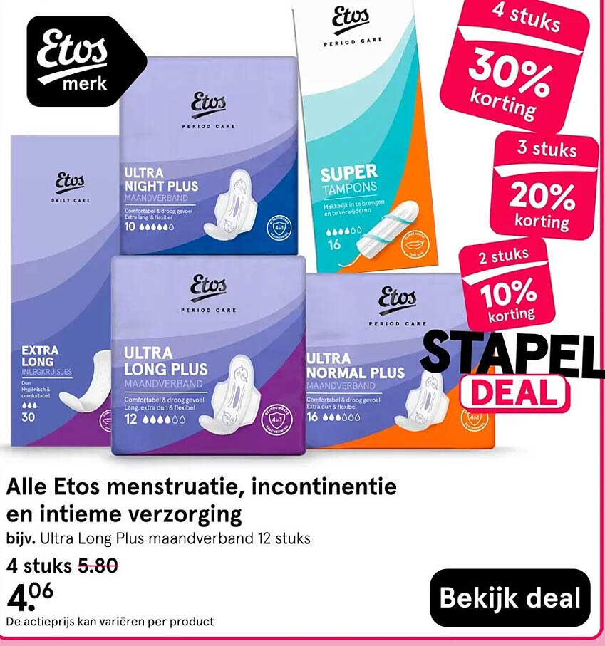 Alle Etos menstruatie, incontinentie en intieme verzorging