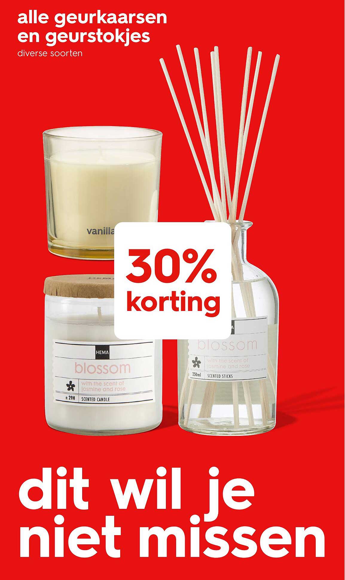 alle geurkaarsen en geurstokjes diverse soorten 30% korting