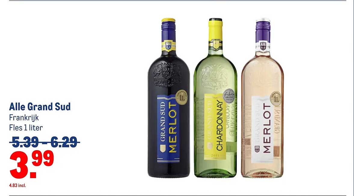 Alle Grand Sud Frankrijk Fles 1 liter