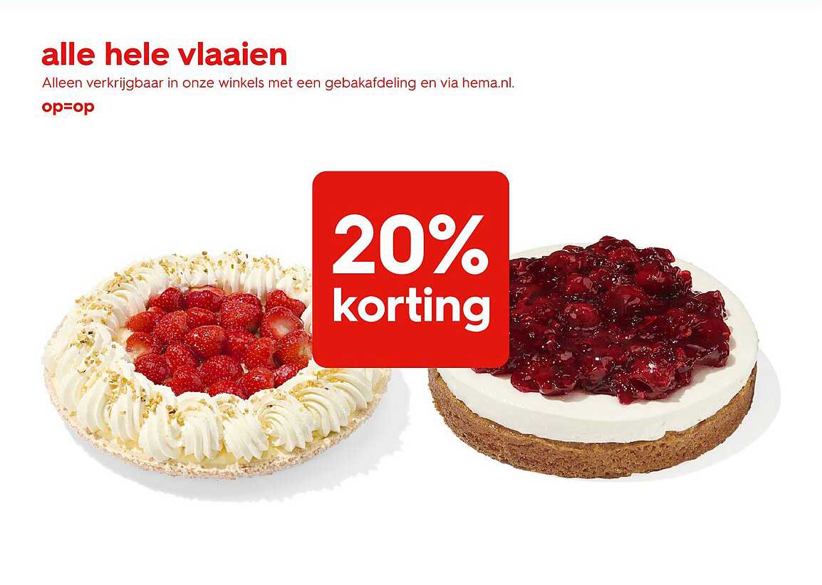 alle hele vlaaien 20% korting