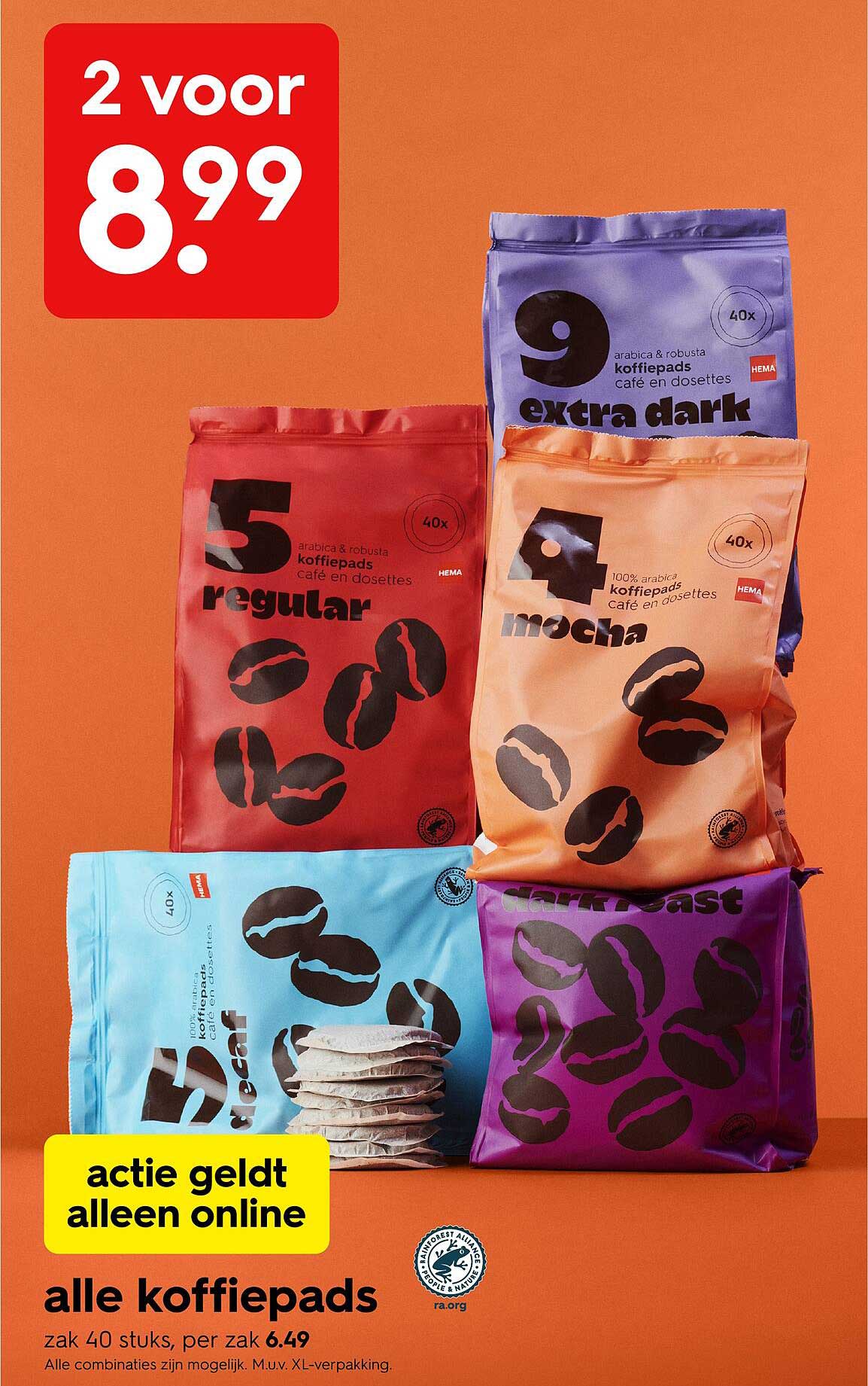 alle koffiepads 2 voor 8.99