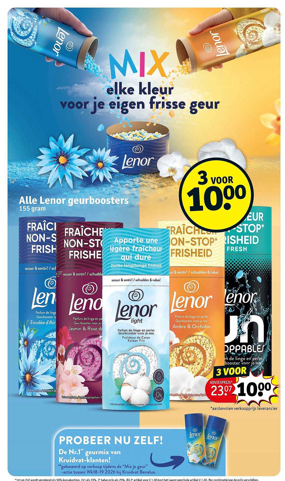 Alle Lenor geurboosters 155 gram 3 voor 10.00