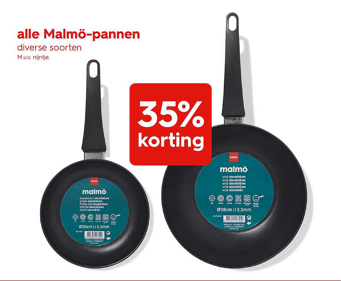 alle Malmö-pannen diverse soorten M.u.v. nijntje. 35% korting