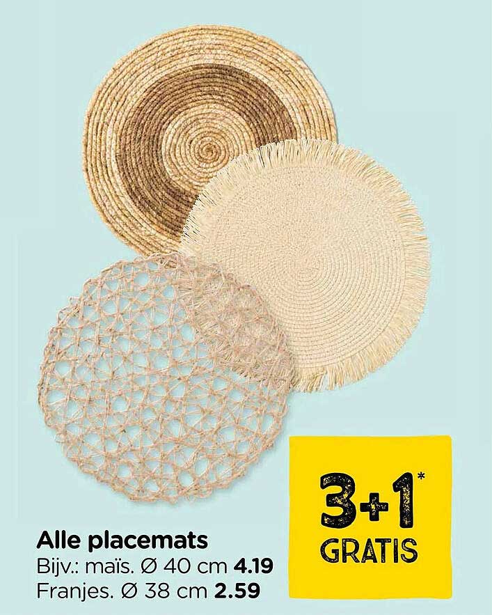 Alle placemats 3+1 GRATIS