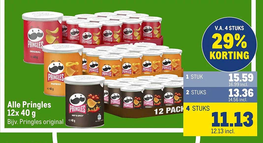 Alle Pringles 12x 40 g Bijv. Pringles original