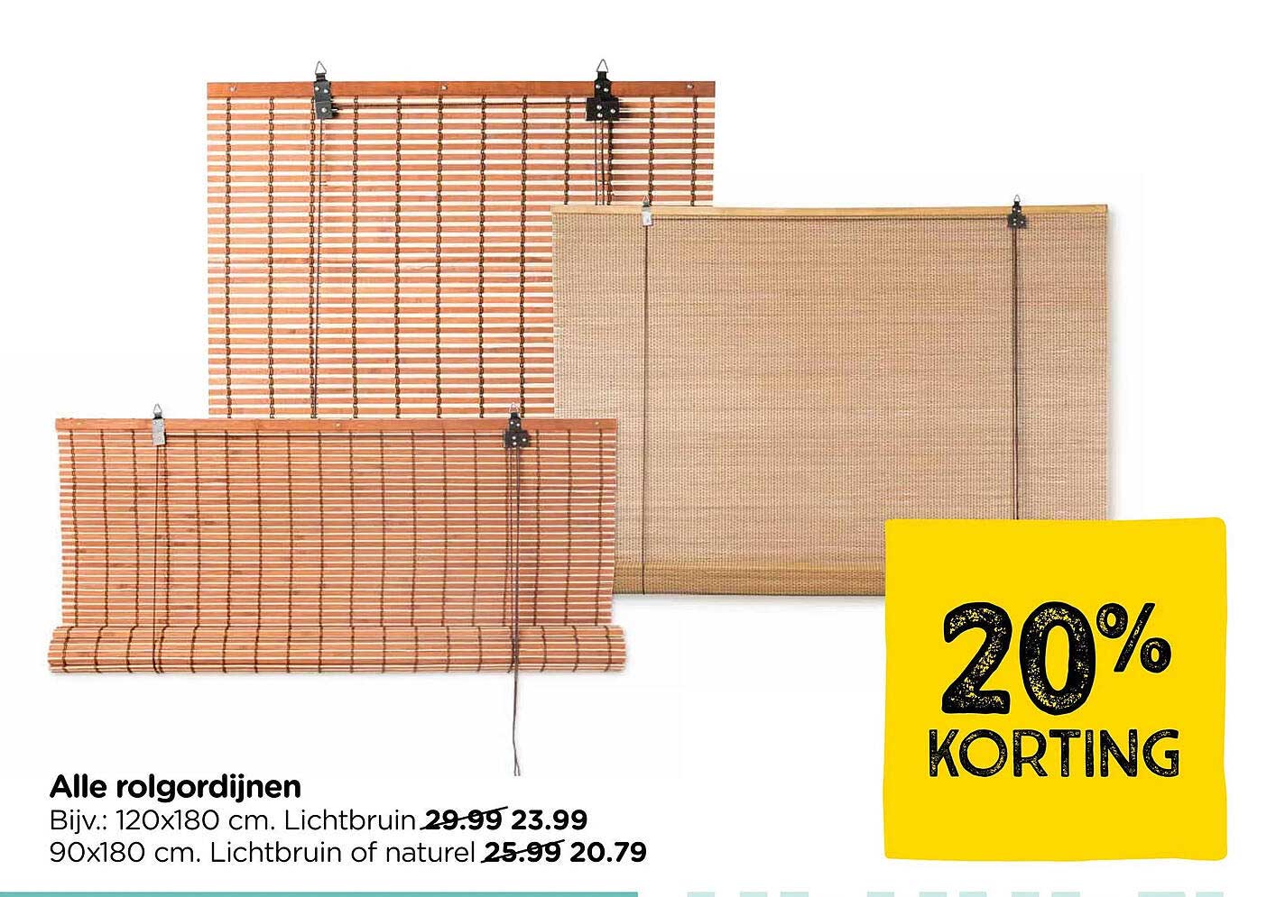 Alle rolgordijnen 20% KORTING