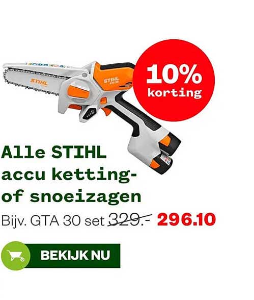 Alle STIHL accu ketting- of snoeizagen 10% korting