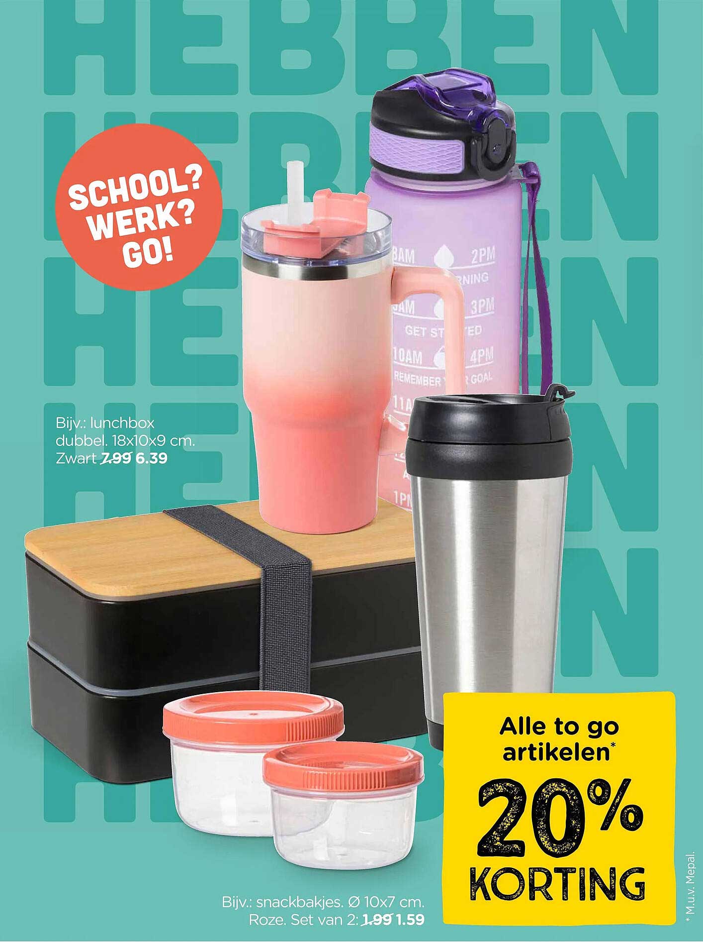 Alle to go artikelen 20% korting