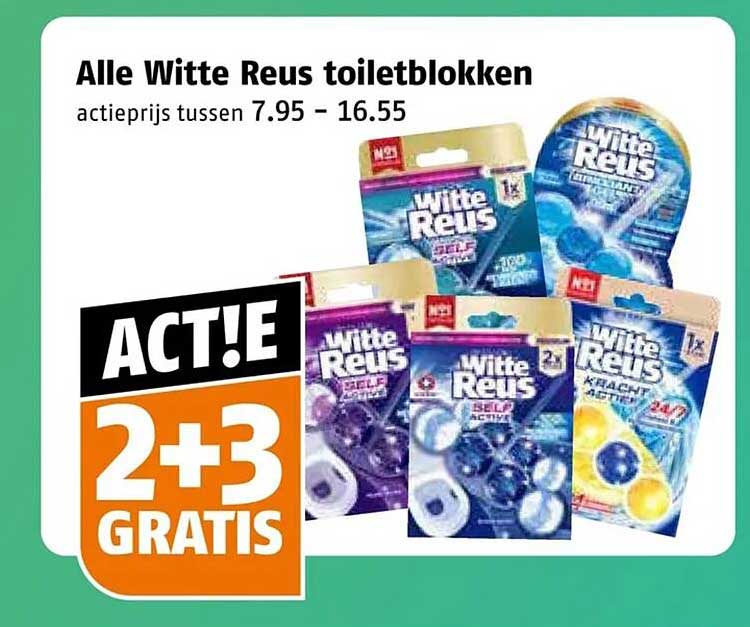 Alle Witte Reus toiletblokken ACT! 2+3 GRATIS