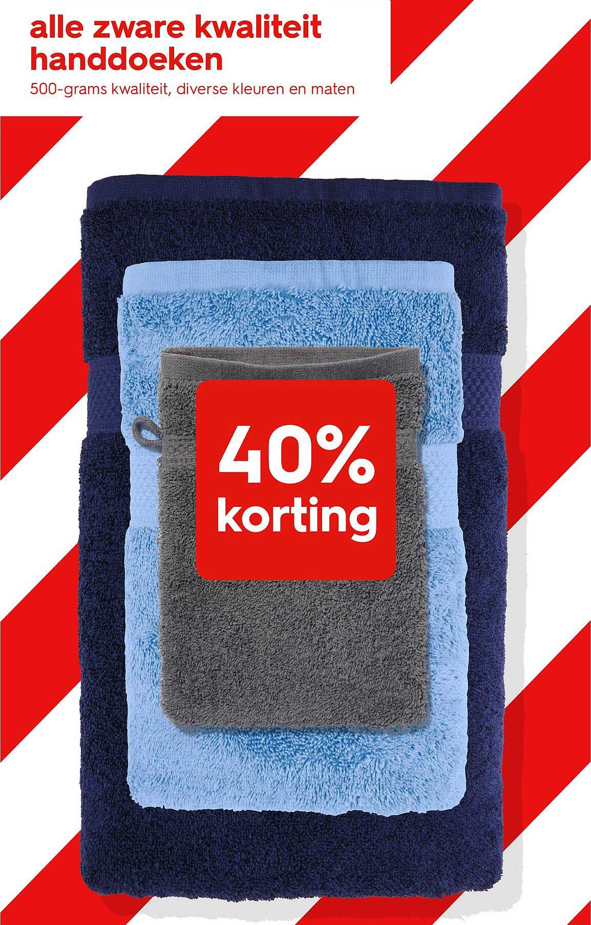 alle zware kwaliteit handdoeken 500-grams kwaliteit, diverse kleuren en maten 40% korting