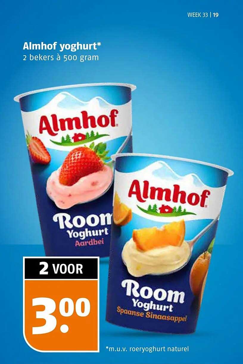 Almhof yoghurt* 2 bekers à 500 gram