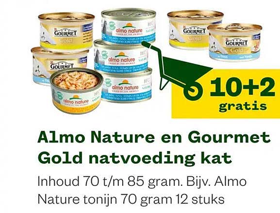 Almo Nature en Gourmet Gold natvoeding kat 3+2 gratis
