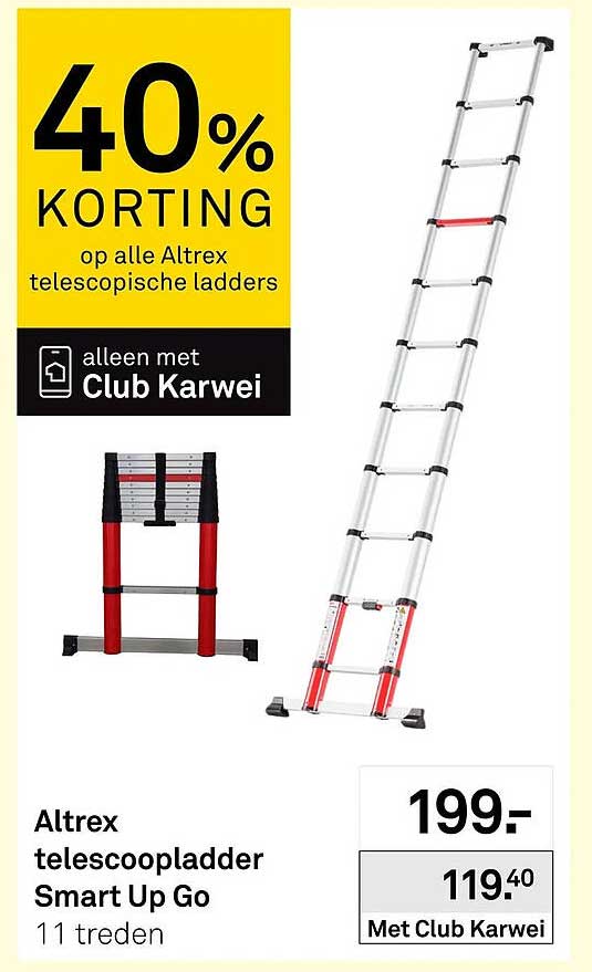 Altrex telescopische ladders 40% korting alleen met Club Karwei