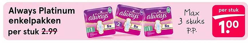 Always Platinum enkelpakken per stuk 2.99