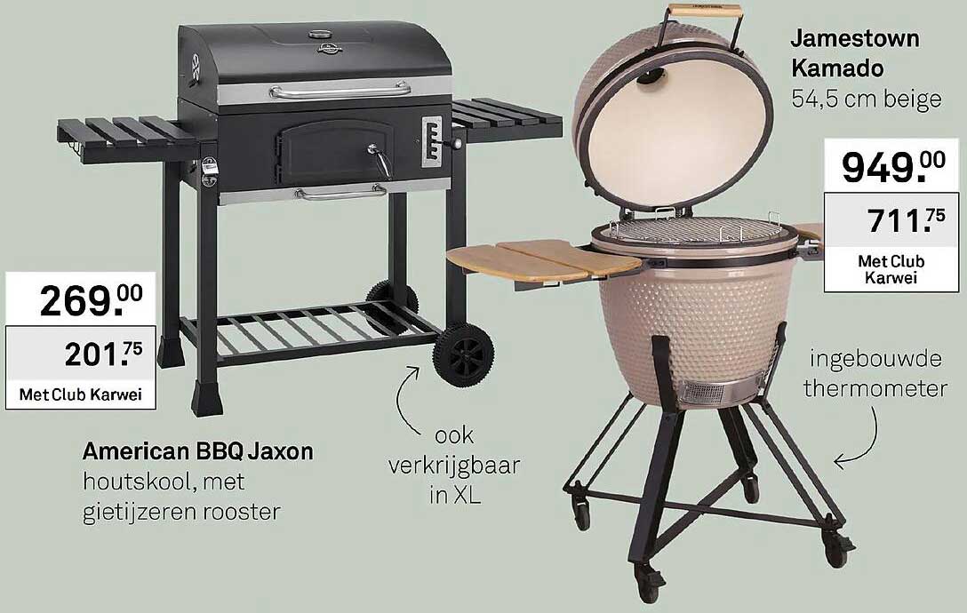 American BBQ Jaxon houtskool, met gietijzeren rooster