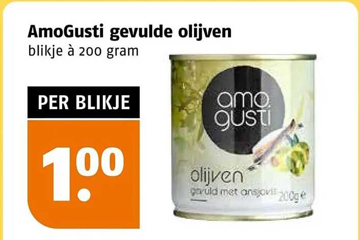 AmoGusti gevulde olijven blikje à 200 gram