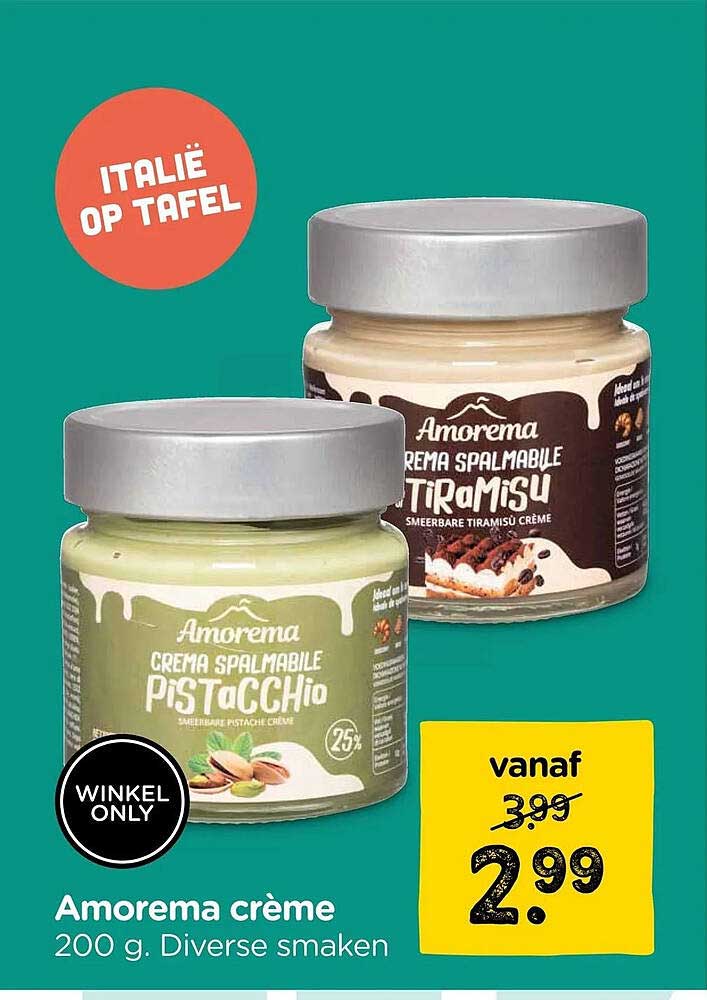 Amorema crème 200 g. Diverse smaken