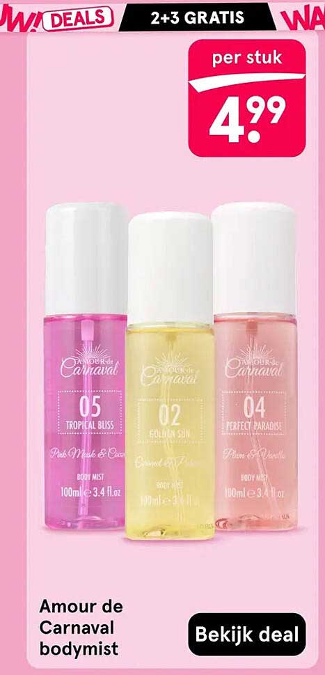 Amour de Carnaval bodymist 2+3 GRATIS