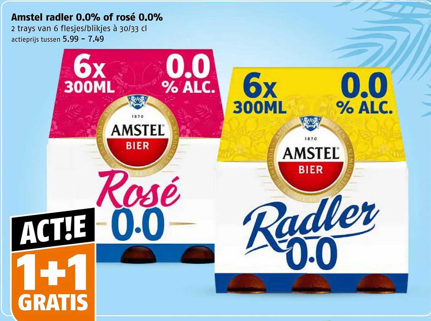 Amstel radler 0.0% of rosé 0.0% 2 trays van 6 flesjes/blikjes à 30/33 cl 1+1 gratis
