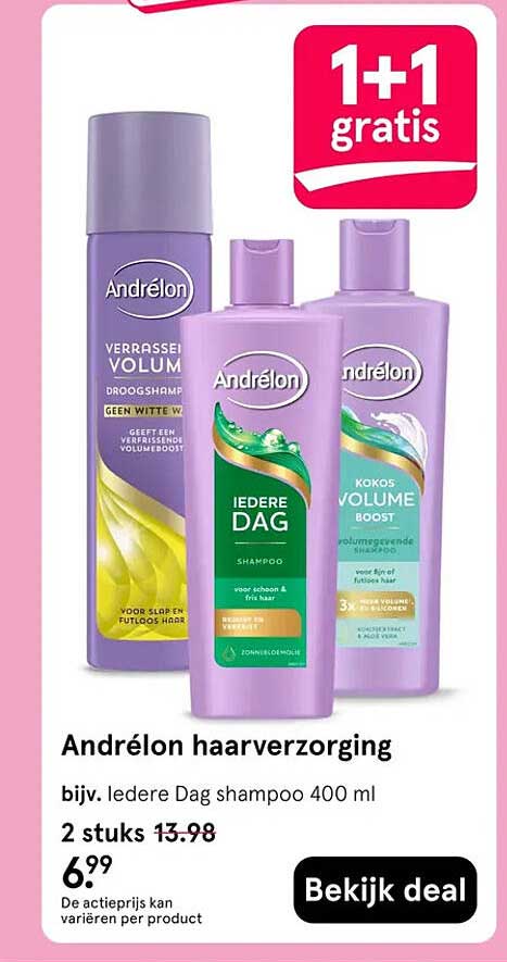 Andrélon haarverzorging 1+1 gratis