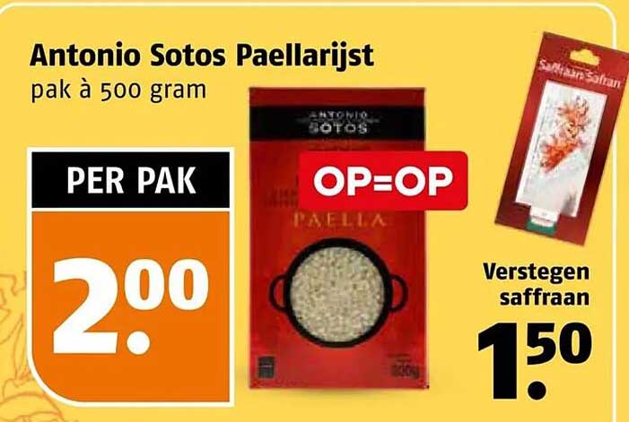Antonio Sotos Paellarijst pak à 500 gram OP=OP