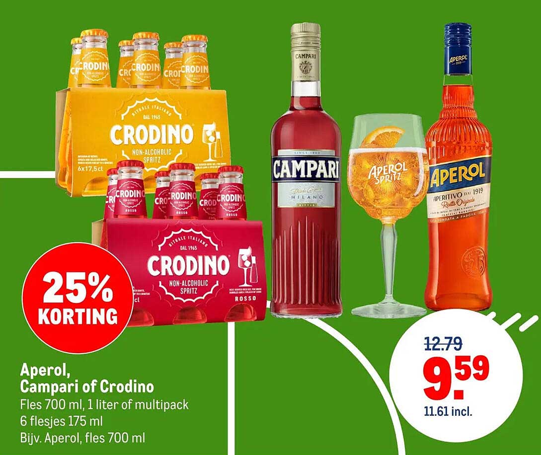Aperol, Campari of Crodino 25% korting
