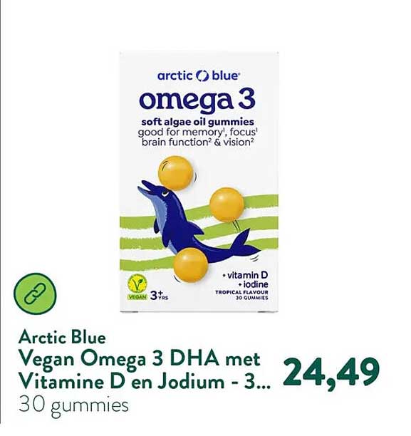 Arctic Blue Vegan Omega 3 DHA met Vitamine D en Jodium - 30 gummies