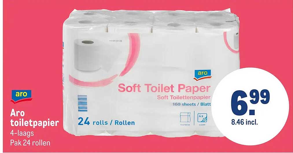 Aro toiletpapier 4-laags Pak 24 rollen