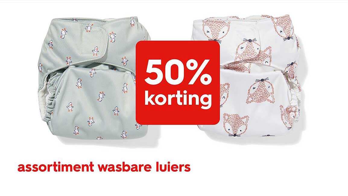 assortiment wasbare luiers 50% korting