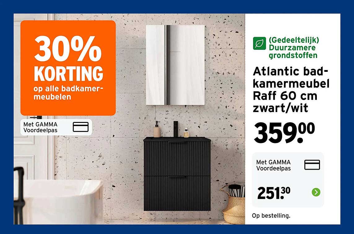 Atlantic badkamermeubel Raff 60 cm zwart/wit