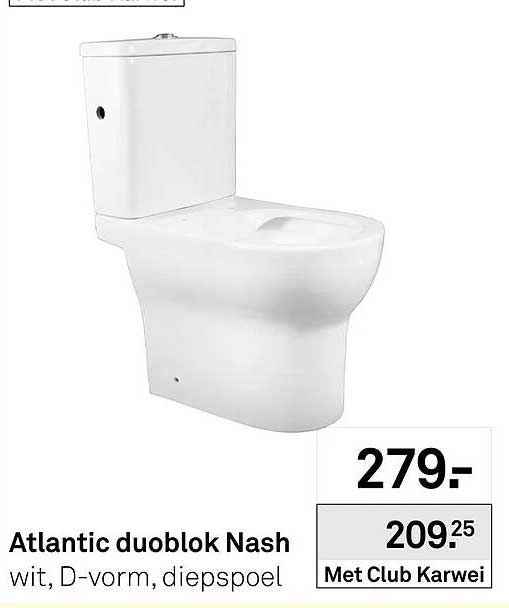Atlantic duoblok Nash wit, D-vorm, diepspoel